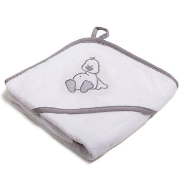   Vaganza hímzett fürdőlepedő, fürdetőkesztyűvel 110*110 cm - fehér/szürke kacsa