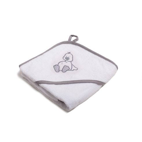 Vaganza hímzett fürdőlepedő, fürdetőkesztyűvel 110*110 cm - fehér/szürke kacsa