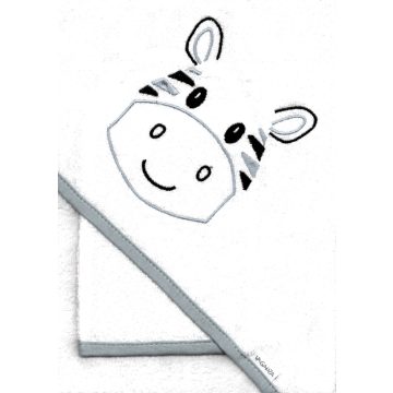   Vaganza hímzett fürdőlepedő, fürdetőkesztyűvel 80*80 cm - zebra