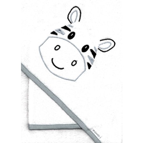 Vaganza hímzett fürdőlepedő, fürdetőkesztyűvel 80*80 cm - zebra