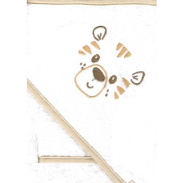   Vaganza hímzett fürdőlepedő, fürdetőkesztyűvel 80*80 cm - Tigris