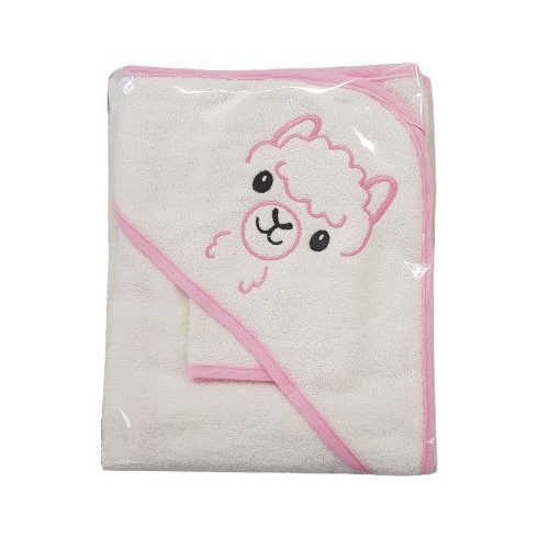 Vaganza hímzett fürdőlepedő, fürdetőkesztyűvel 80*80 cm - Láma 