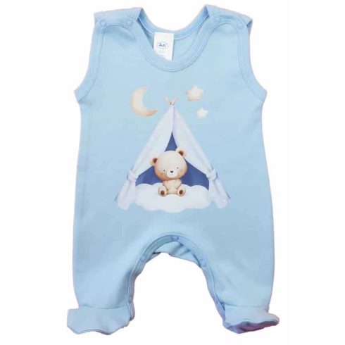  Ujjatlan pamut rugdalózó macis mintával kék (68)