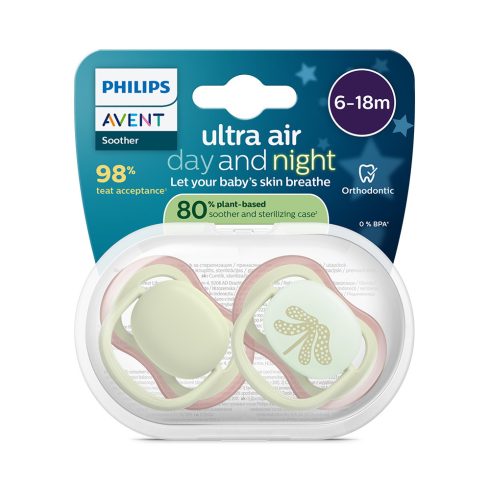 Philips AVENT SCF087/18 Játszócumi Ultra air nappali és éjszakai 6-18hó mix 2db