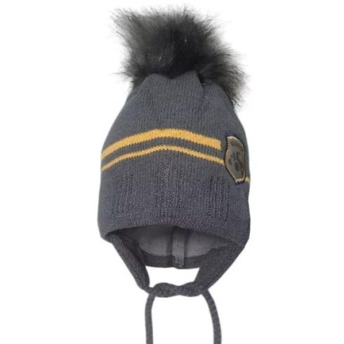 Minimanó téli kötött sapka (42-44) - szürke Miniboy
