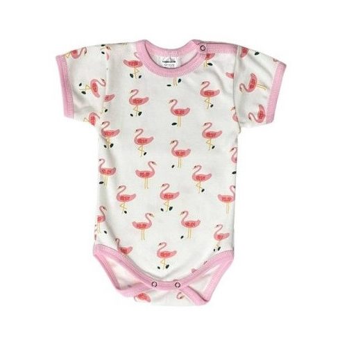 Rövid ujjú, mintás body 80 - Flamingó