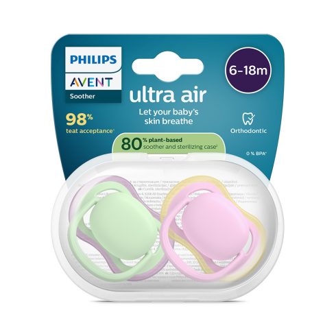 Philips AVENT SCF087/12 Játszócumi Ultra air rózsaszín/zöld 6-18hó lányos 2db