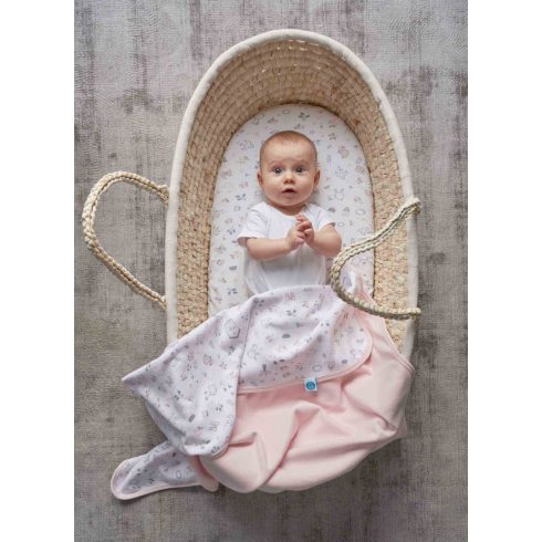 Ceba Baby pamut babapléd 90X100 cm - Candy pink + Bird World