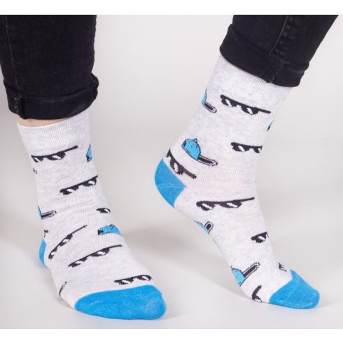 Yo! Baby pamut zokni (23-26) - szürke/sapkás