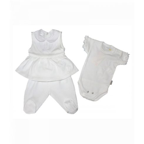 Trimex pamut 3 részes lányka rövid ujjú, alkalmi garnitúra (56) - fehér