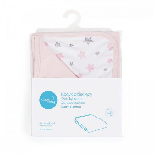 Ceba Baby pamut babapléd 90X100 cm - Candy pink + Pink Stars