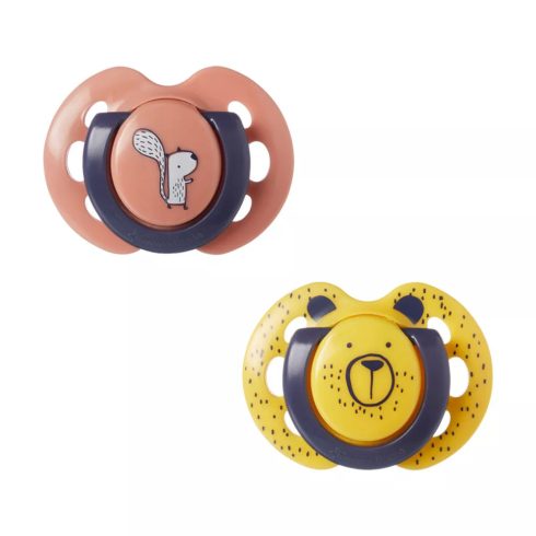 Tommee Tippee Fun Friends játszócumi 0-6 hó 2 db - barna/sárga