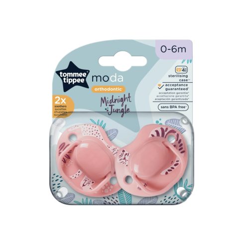 Tommee Tippee Moda játszócumi 2db 0-6hó - rózsaszín
