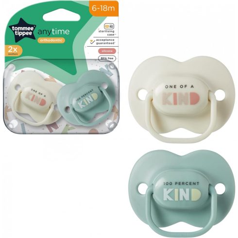 Tommee Tippee Anytime 2 db-os játszócumi 6-18 m - ekrü/menta