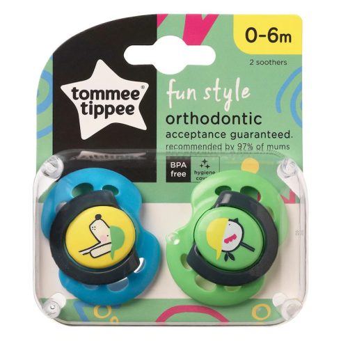 Tommee Tippee fun style játszócumi 0-6 hó 2 db  - kutyus/madár