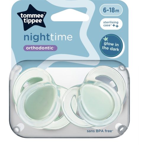 Tommee Tippee Night Time játszócumi 6-18 hó 2 db - zöld