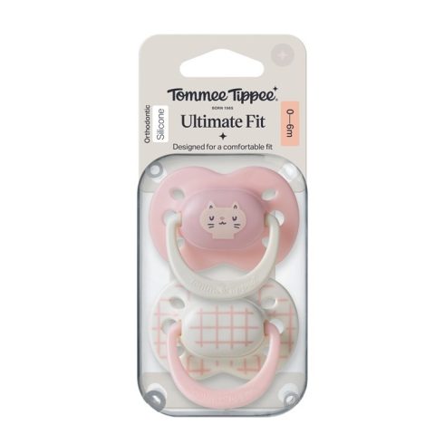 Tommee Tippee Ultimate Fit játszócumi 0-6 hó 2 db - beige/pink cica