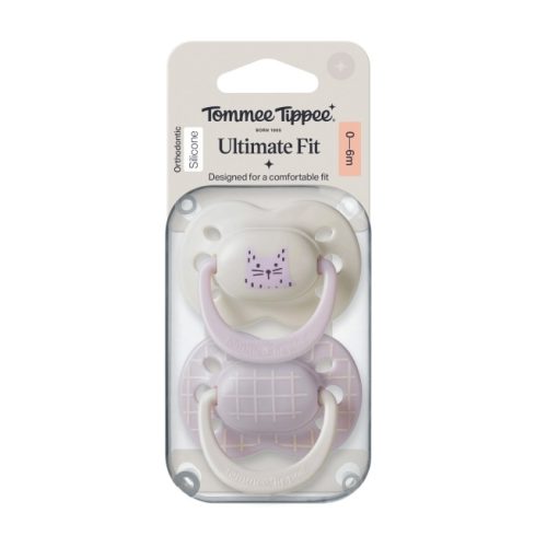 Tommee Tippee Ultimate Fit játszócumi 0-6 hó 2 db - lila/beige cica