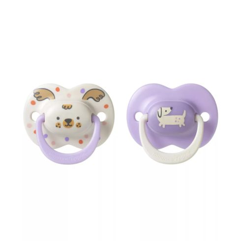 Tommee Tippee Ultimate Fit játszócumi 18-36 hó 2 db - fehér/lila kutyus