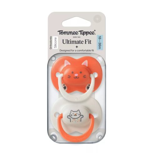 Tommee Tippee Ultimate Fit játszócumi 18-36 hó 2 db - narancs/cica