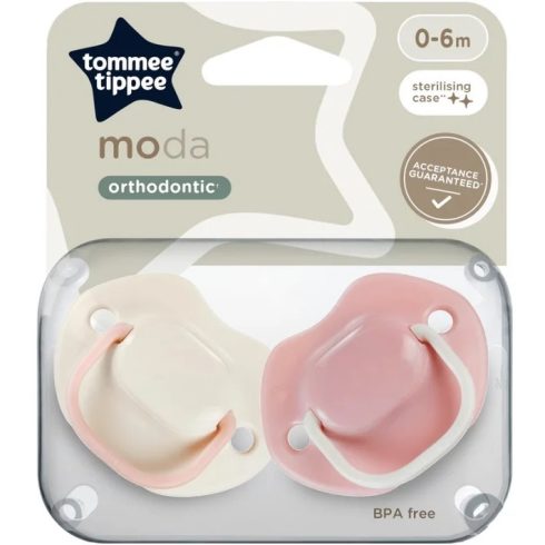 Tommee Tippee Moda játszócumi 2db 0-6hó - krém/rózsaszín