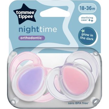   Tommee Tippee Night Time játszócumi 18-36 hó 2 db - rózsaszín/lila