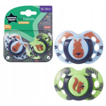   Tommee Tippee Fun Friends játszócumi 18-36 hó 2 db - kék/zöld