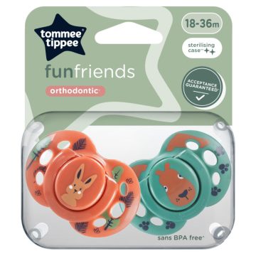   Tommee Tippee Fun Friends játszócumi 18-36 hó 2 db - bordó/zöld 