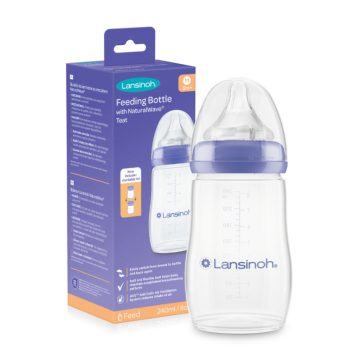   Lansinoh cumisüveg közepes folyású etetőcumival + fedéllel, 240 ml