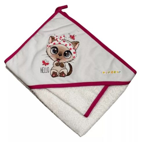 Babastar Frottir fürdőlepedő, fürdetőkesztyűvel 80*80 cm - Hello Cica Pillangóval