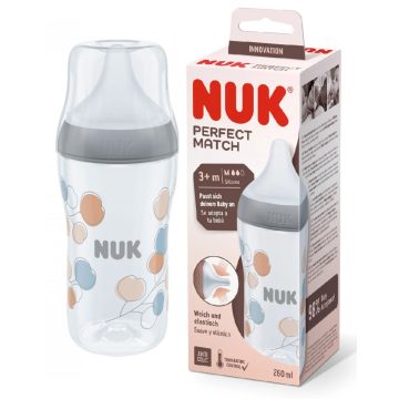   NUK Perfect Match Temperature Control cumisüveg 260 ml 3+hó - Szürke léggömb