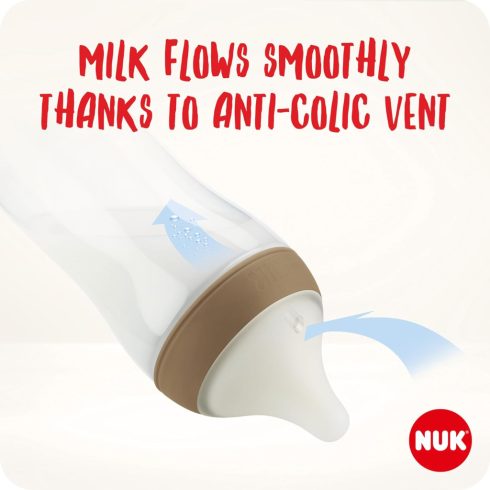 NUK Perfect Match Temperature Control cumisüveg 260 ml 3+hó - Szivárvány 