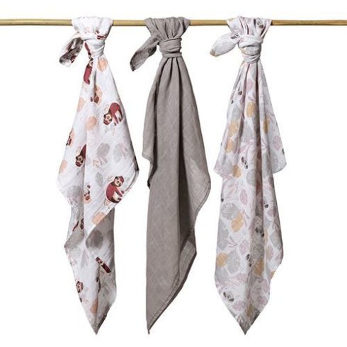 BabyOno 3 db-os színes,mintás textil pelenka - szürke