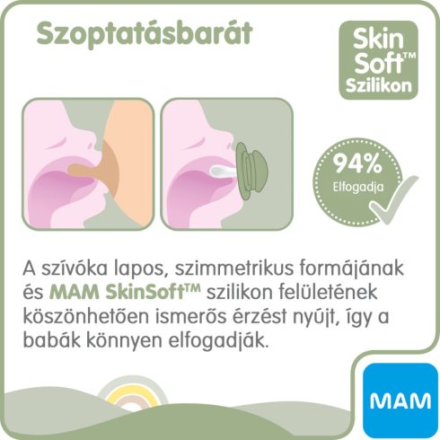 MAM Original Pure 16+ hó nyugtató cumi 2 db-os - zöld farkas/bézs nyuszi