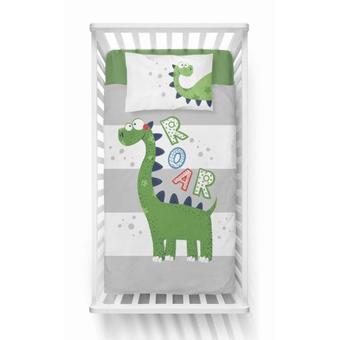 Bambusz ágynemű huzat 90*120 cm - Zöld dinó 