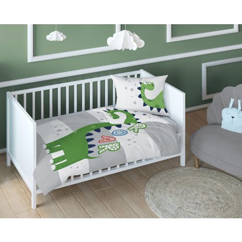 Bambusz ágynemű huzat 90*120 cm - Zöld dinó 