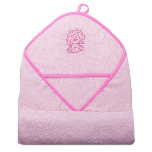 Vaganza hímzett fürdőlepedő, fürdetőkesztyűvel 110*110 cm - rózsaszín oroszlán  