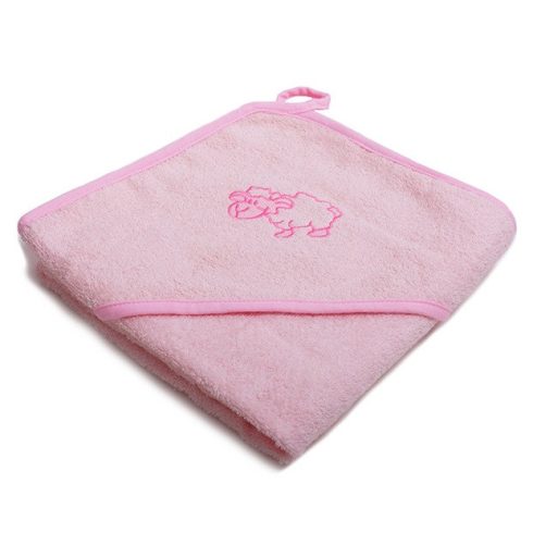 Vaganza hímzett fürdőlepedő, fürdetőkesztyűvel 110*110 cm - rózsaszín bari 