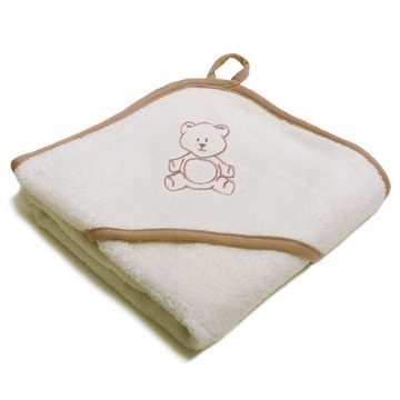   Vaganza hímzett fürdőlepedő, fürdetőkesztyűvel 110*110 cm - drapp maci