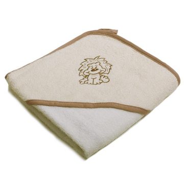   Vaganza hímzett fürdőlepedő, fürdetőkesztyűvel 110*110 cm - drapp oroszlán 
