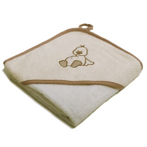 Vaganza hímzett fürdőlepedő, fürdetőkesztyűvel 110*110 cm - drapp kacsa 