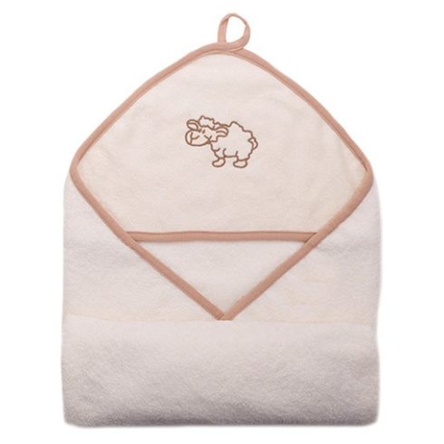 Vaganza hímzett fürdőlepedő, fürdetőkesztyűvel 110*110 cm - drapp bari