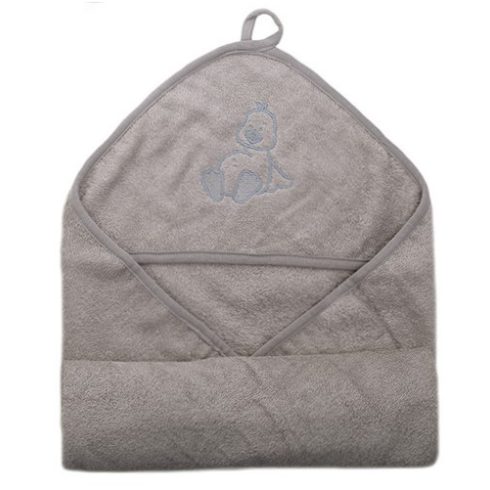 Vaganza hímzett fürdőlepedő, fürdetőkesztyűvel 110*110 cm - szürke kacsa