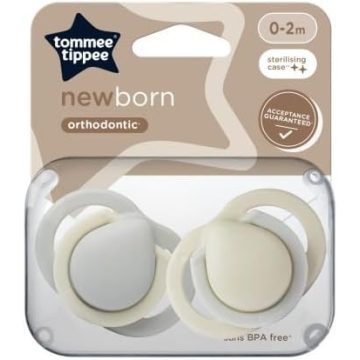   Tommee Tippee Newborn újszülött játszócumi 0-2 hó 2 db - szürke/bézs