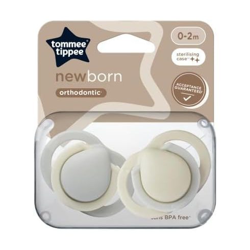 Tommee Tippee Newborn újszülött játszócumi 0-2 hó 2 db - szürke/bézs