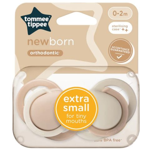 Tommee Tippee Newborn újszülött játszócumi 0-2 hó 2 db - pink/bézs