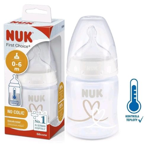 NUK First Choice Temperature Control cumisüveg 150 ml - Fehér szíves