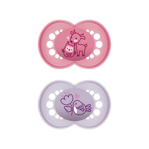 Mam Original 16+ szilikon nyugtató cumi 2 db  - rózsaszín őzike/lila madár