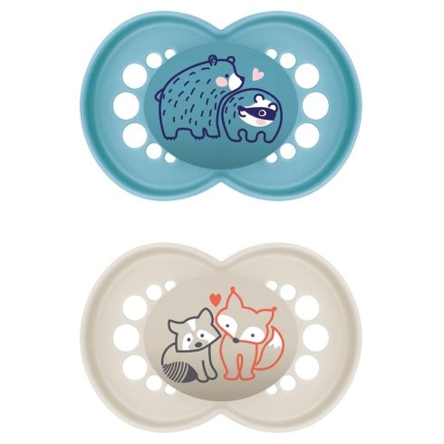 Mam Original 16+ szilikon nyugtató cumi 2 db  - kék maci/bézs róka