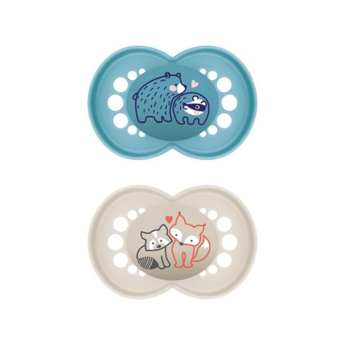 Mam Original 16+ szilikon nyugtató cumi 2 db  - kék maci/bézs róka